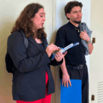 Baylee and Steven stand in a congressional office hallway.